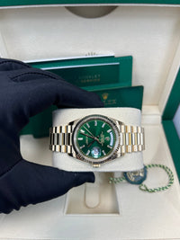 Thumbnail for Rolex Day - Date 36 36mm NEW RELEASE 2024 Day - Date 36 GREEN BAGUETTE DIAL 128238 - WatchesOff5thWatch