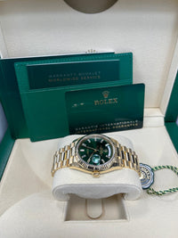 Thumbnail for Rolex Day - Date 36 36mm NEW RELEASE 2024 Day - Date 36 GREEN BAGUETTE DIAL 128238 - WatchesOff5thWatch