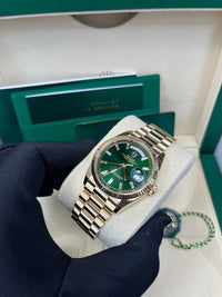 Thumbnail for Rolex Day - Date 36 36mm NEW RELEASE 2024 Day - Date 36 GREEN BAGUETTE DIAL 128238 - WatchesOff5thWatch