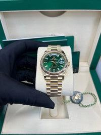 Thumbnail for Rolex Day - Date 36 36mm NEW RELEASE 2024 Day - Date 36 GREEN BAGUETTE DIAL 128238 - WatchesOff5thWatch