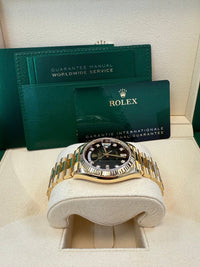 Thumbnail for Rolex Day - Date 36 Watch Fluted Bezel Green Ombre´ Diamond Dial President Bracelet (Ref# 128238) - WatchesOff5th