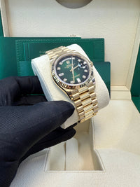 Thumbnail for Rolex Day - Date 36 Watch Fluted Bezel Green Ombre´ Diamond Dial President Bracelet (Ref# 128238) - WatchesOff5th
