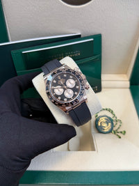 Thumbnail for Rolex Daytona Rose Gold Cosmograph Daytona Watch - Black Bezel - Black And Sundust Diamond Dial 126515ln - WatchesOff5th