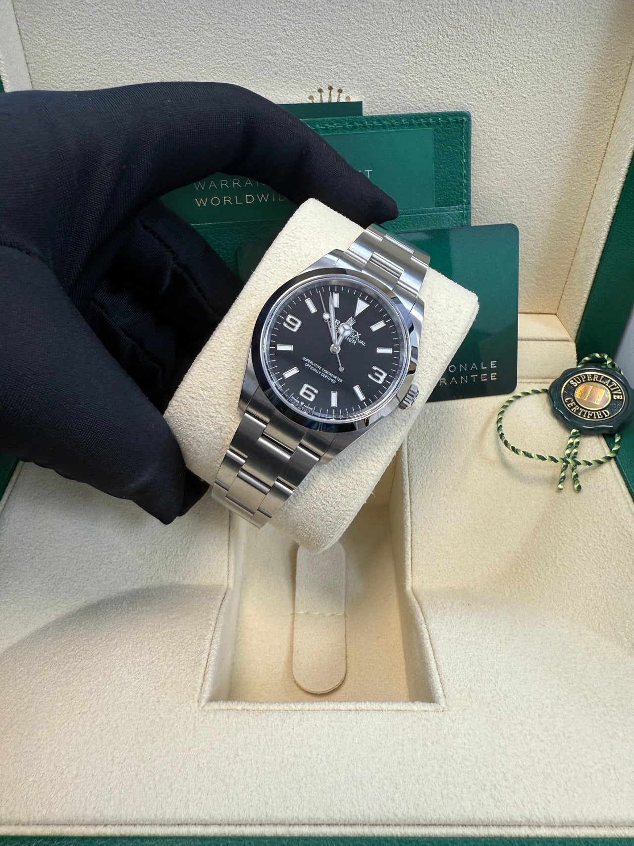 Rolex Explorer Stainless Steel Oyster Perpetual Explorer - Black Dial - Oyster Bracelet 124270 - WatchesOff5thWatch
