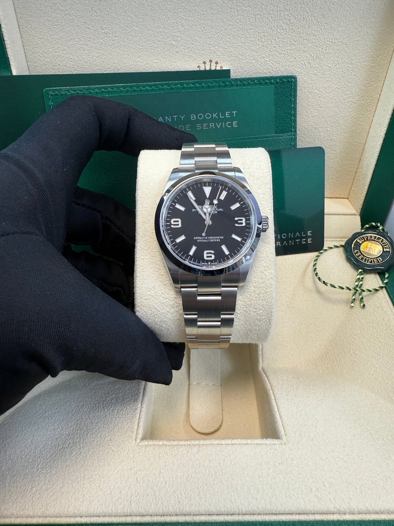Rolex Explorer Stainless Steel Oyster Perpetual Explorer - Black Dial - Oyster Bracelet 124270 - WatchesOff5thWatch