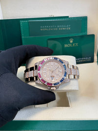 Thumbnail for Rolex GMT - Master II Everose Gold/ Full Diamond Paved Dial/ Bracelet Sapphire & Ruby (Ref# 126755SARU) - WatchesOff5thWatch