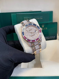 Thumbnail for Rolex GMT - Master II Everose Gold/ Full Diamond Paved Dial/ Bracelet Sapphire & Ruby (Ref# 126755SARU) - WatchesOff5thWatch