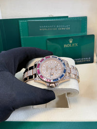 Thumbnail for Rolex GMT - Master II Everose Gold/ Full Diamond Paved Dial/ Bracelet Sapphire & Ruby (Ref# 126755SARU) - WatchesOff5thWatch