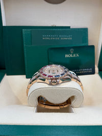 Thumbnail for Rolex GMT - Master II Everose Gold/ Full Diamond Paved Dial/ Bracelet Sapphire & Ruby (Ref# 126755SARU) - WatchesOff5thWatch