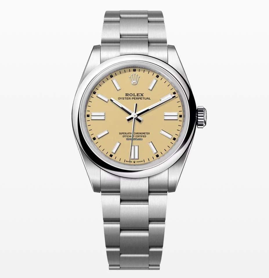 Rolex New 2025 Release Oyster Perpetual Stainless Steel Beige Dial 134300 - WatchesOff5thWatch