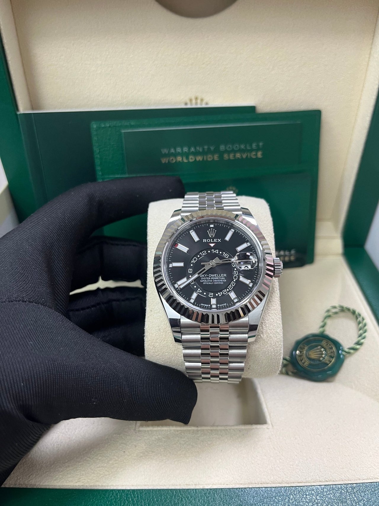 Rolex Sky - Dweller Fluted Bezel Black Index Dial Jubilee Bracelet 336934 - WatchesOff5th