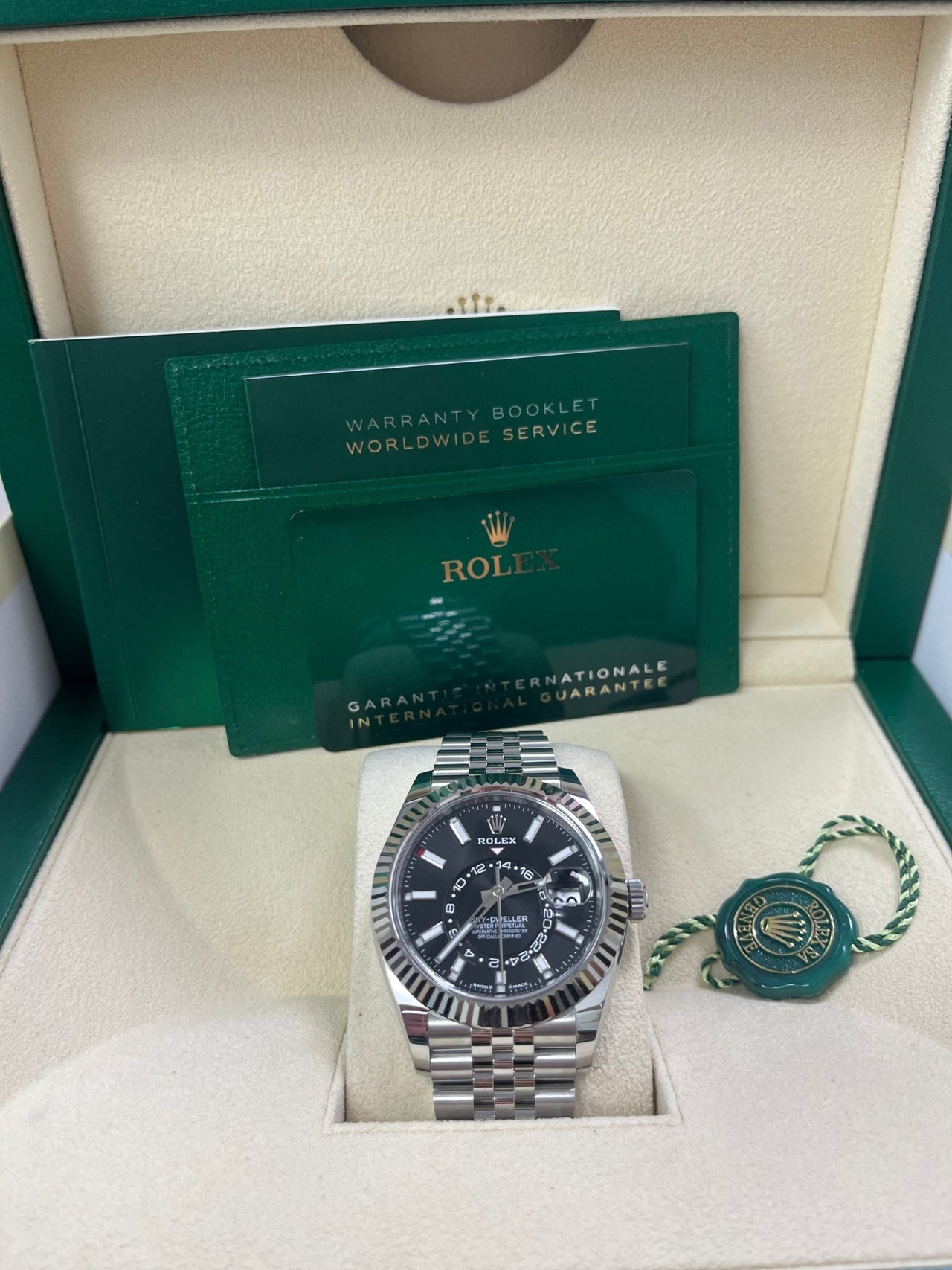 Rolex Sky - Dweller Fluted Bezel Black Index Dial Jubilee Bracelet 336934 - WatchesOff5th