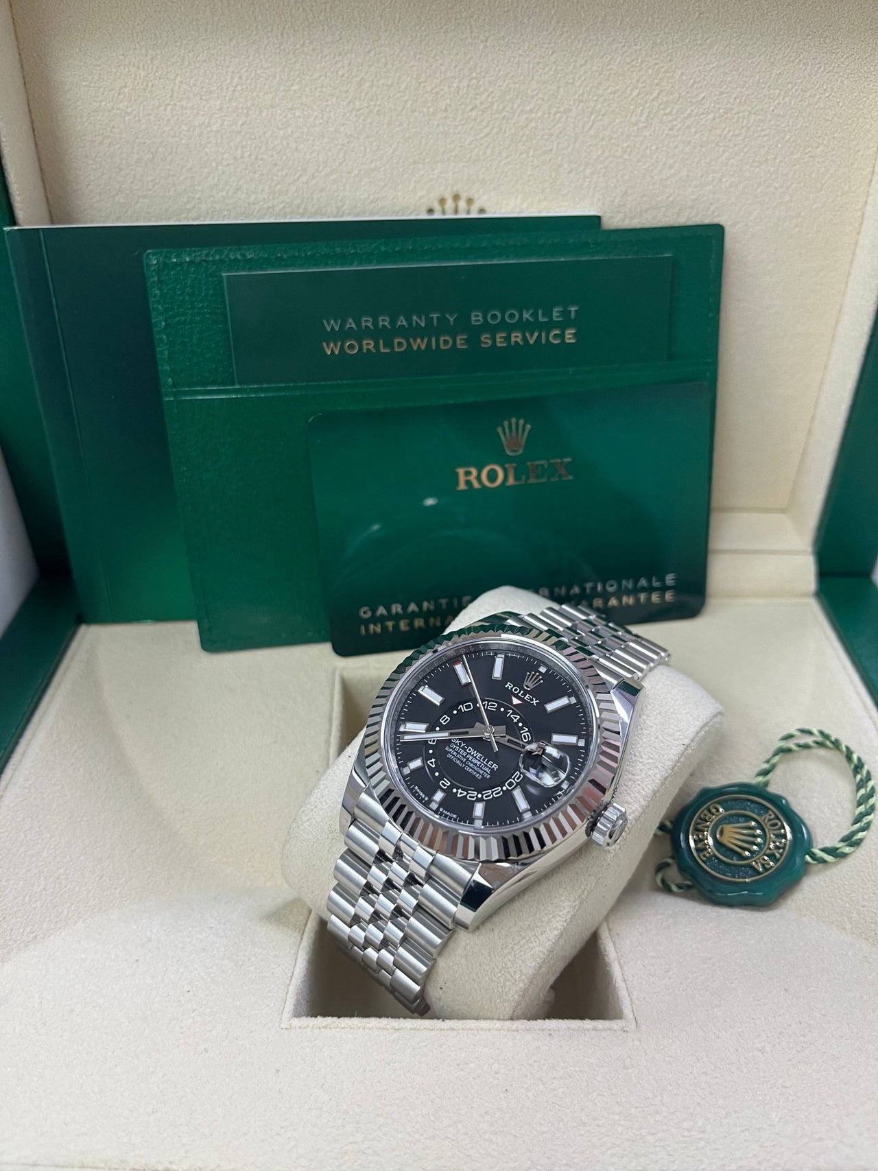Rolex Sky - Dweller Fluted Bezel Black Index Dial Jubilee Bracelet 336934 - WatchesOff5th