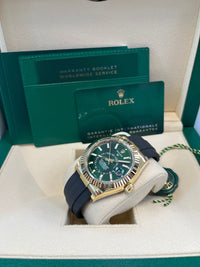 Thumbnail for Rolex Sky - Dweller New Release 2025 Sky - Dweller 336238 Yellow Gold Bright Green Dial Oysterflex - WatchesOff5th