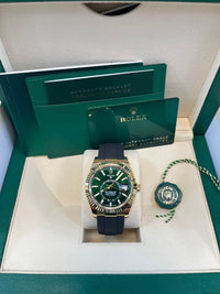 Thumbnail for Rolex Sky - Dweller New Release 2025 Sky - Dweller 336238 Yellow Gold Bright Green Dial Oysterflex - WatchesOff5th