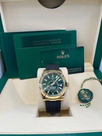 Thumbnail for Rolex Sky - Dweller New Release 2025 Sky - Dweller 336238 Yellow Gold Bright Green Dial Oysterflex - WatchesOff5th