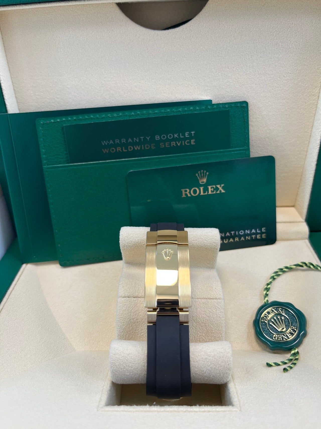 Rolex Sky - Dweller New Release 2025 Sky - Dweller 336238 Yellow Gold Bright Green Dial Oysterflex - WatchesOff5th
