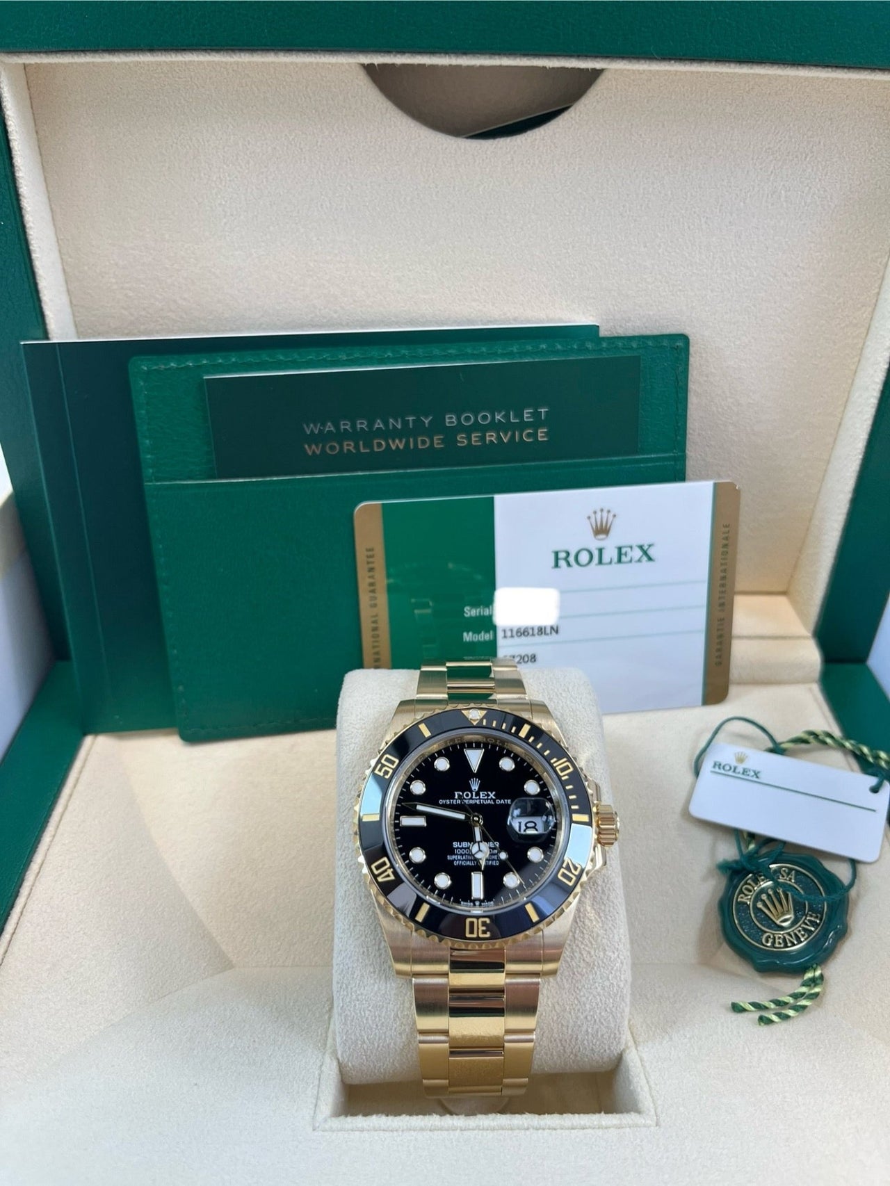 Rolex Submariner Date Certified Yellow Gold Black Dial 116618ln - WatchesOff5thWatch