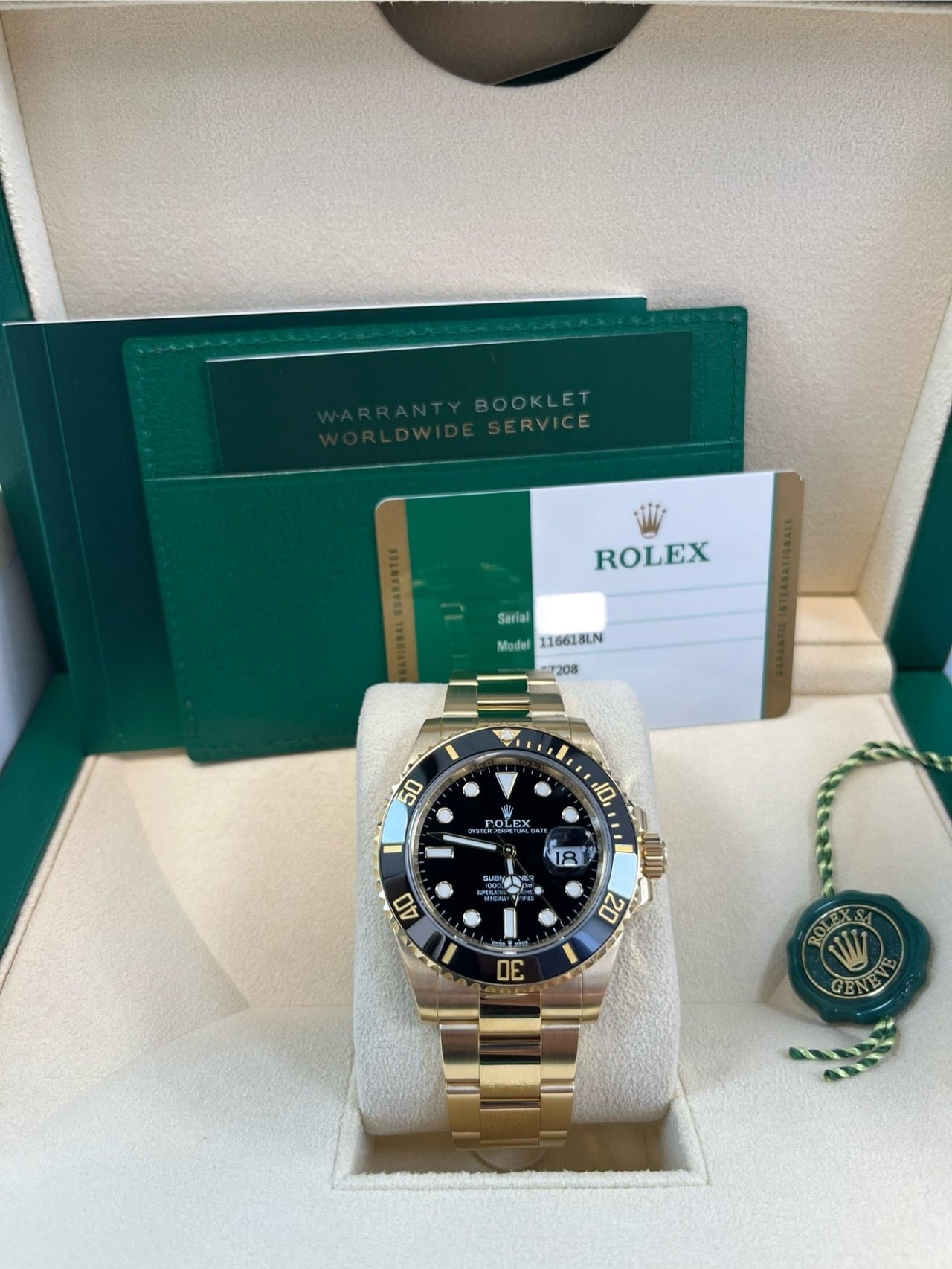 Rolex Submariner Date Certified Yellow Gold Black Dial 116618ln - WatchesOff5thWatch