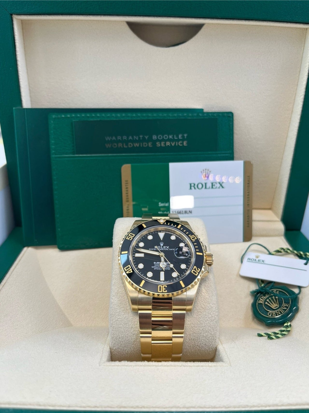 Rolex Submariner Date Certified Yellow Gold Black Dial 116618ln - WatchesOff5thWatch