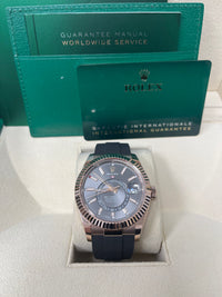 Thumbnail for Rolex Sky-Dweller Rose Gold 42mm - Dark Rhodium Dial - Oysterflex (Ref# 326235)