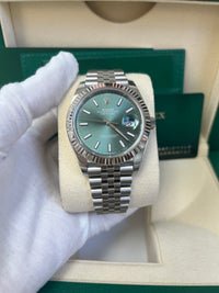 Thumbnail for Rolex DateJust Oyster 41 mm Oystersteel Mint Green Dial Fluted Bezel Jubilee Bracelet (Reference # 126334)