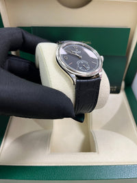 Thumbnail for Rolex 1908 Domed And Fluted Bezel Black Index Arabic Dial Alligator Leather Strap 52509 - WatchesOff5th