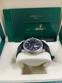 Thumbnail for Rolex 1908 Domed And Fluted Bezel Black Index Arabic Dial Alligator Leather Strap 52509 - WatchesOff5th