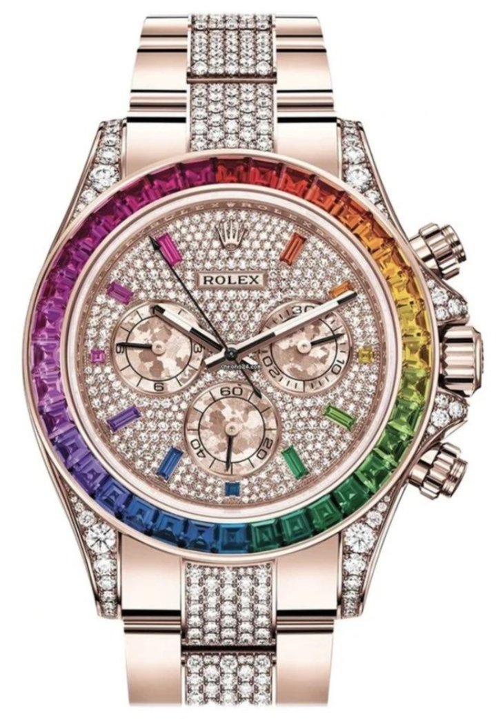det er smukt øve sig Hørehæmmet Rolex Cosmograph Everose Daytona Factory Diamond Rainbow Edition Ref# –  WatchesOff5th