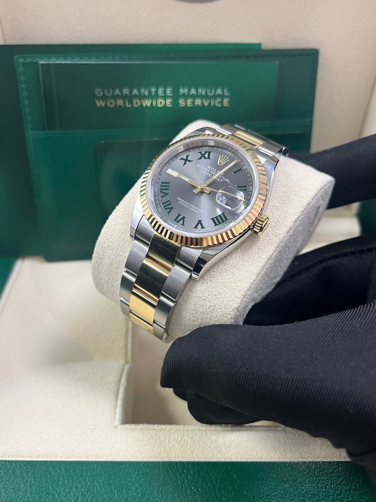 Rolex Datejust 36mm Wimbledon Dial Yellow Gold and Steel 126233 - WatchesOff5thWatch