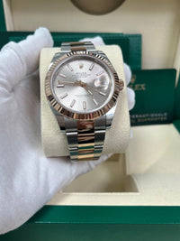 Thumbnail for Rolex Datejust 41 Two-Tone Stainless Steel and Rose Gold / Sundust Index Dial / Fluted Bezel / Jubilee Bracelet (Ref#126331) - WatchesOff5thWatch