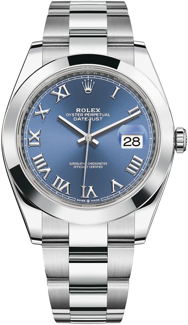 Vil ikke Intensiv Tegn et billede Rolex Datejust 41mm “Blue Roman Dial” Oyster Bracelet Reference # 1263 –  WatchesOff5th