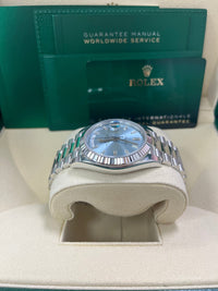 Thumbnail for Rolex Day-Date 40 Platinum Day-Date 40 Watch - Fluted Bezel - Ice Blue Baguette Dial 228236 - WatchesOff5thWatch