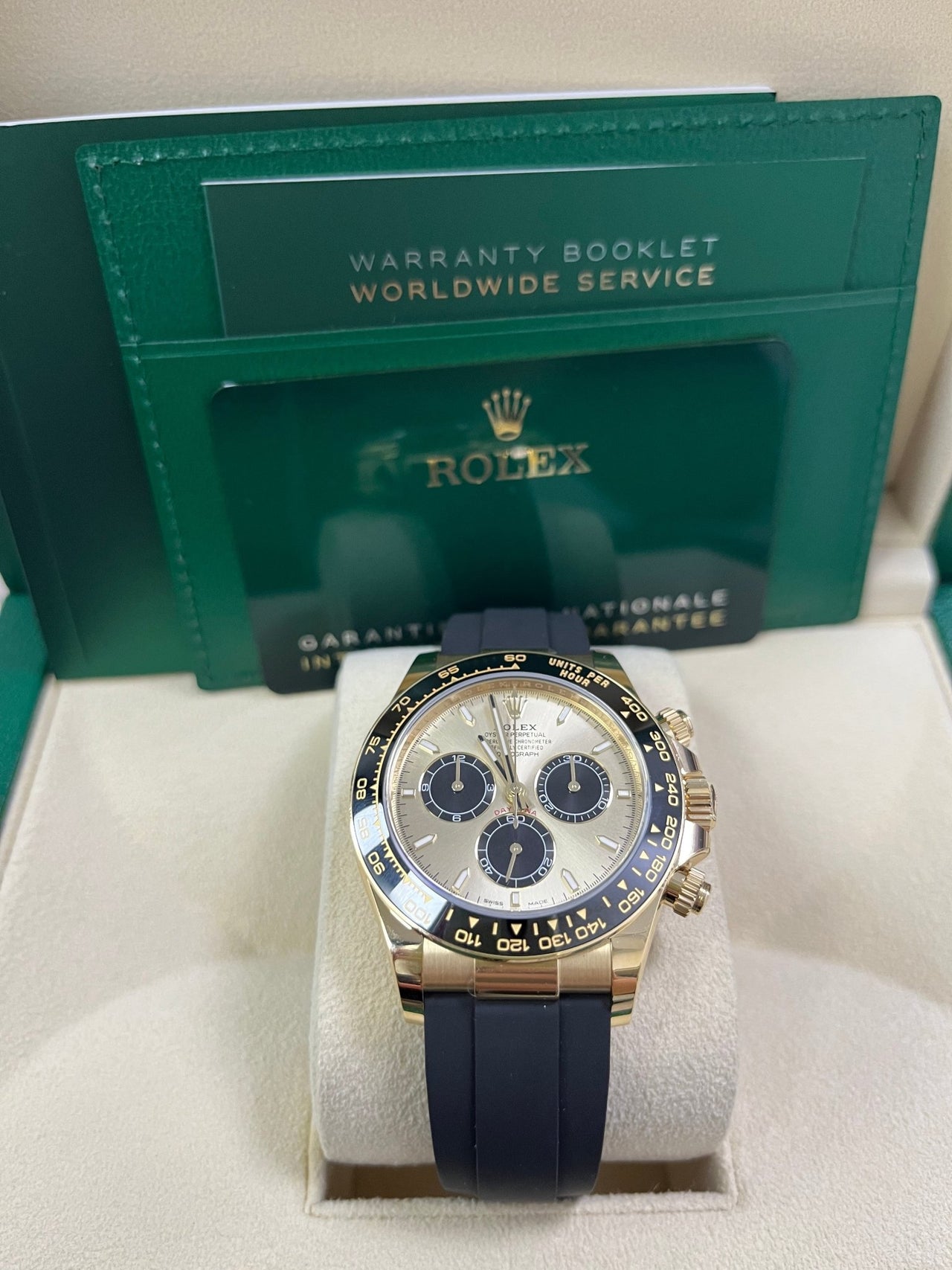 Rolex Daytona Yellow Gold Golden And Black Index Dial Oysterflex Strap 126518ln - WatchesOff5th