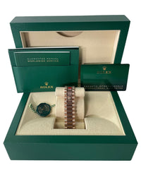 Thumbnail for Rolex Everose Gold Day-Date 36 Watch - Fluted Bezel - Brown Ombre“ Diamond Dial - President Bracelet (Ref# 128235) - WatchesOff5thWatch