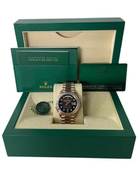 Thumbnail for Rolex Everose Gold Day-Date 36 Watch - Fluted Bezel - Brown Ombre“ Diamond Dial - President Bracelet (Ref# 128235) - WatchesOff5thWatch