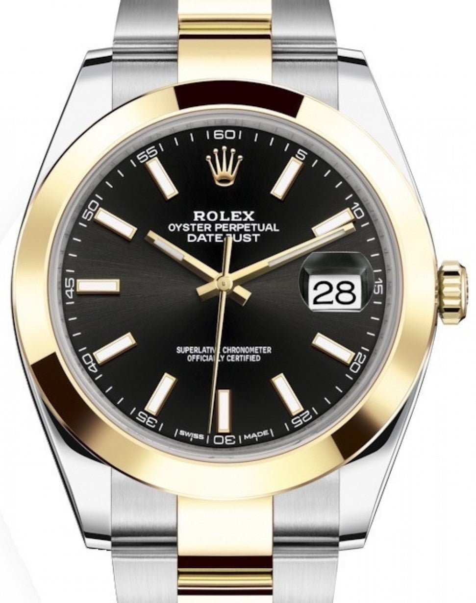Rolex Steel and Gold Datejust Bezel Black Ind – WatchesOff5th