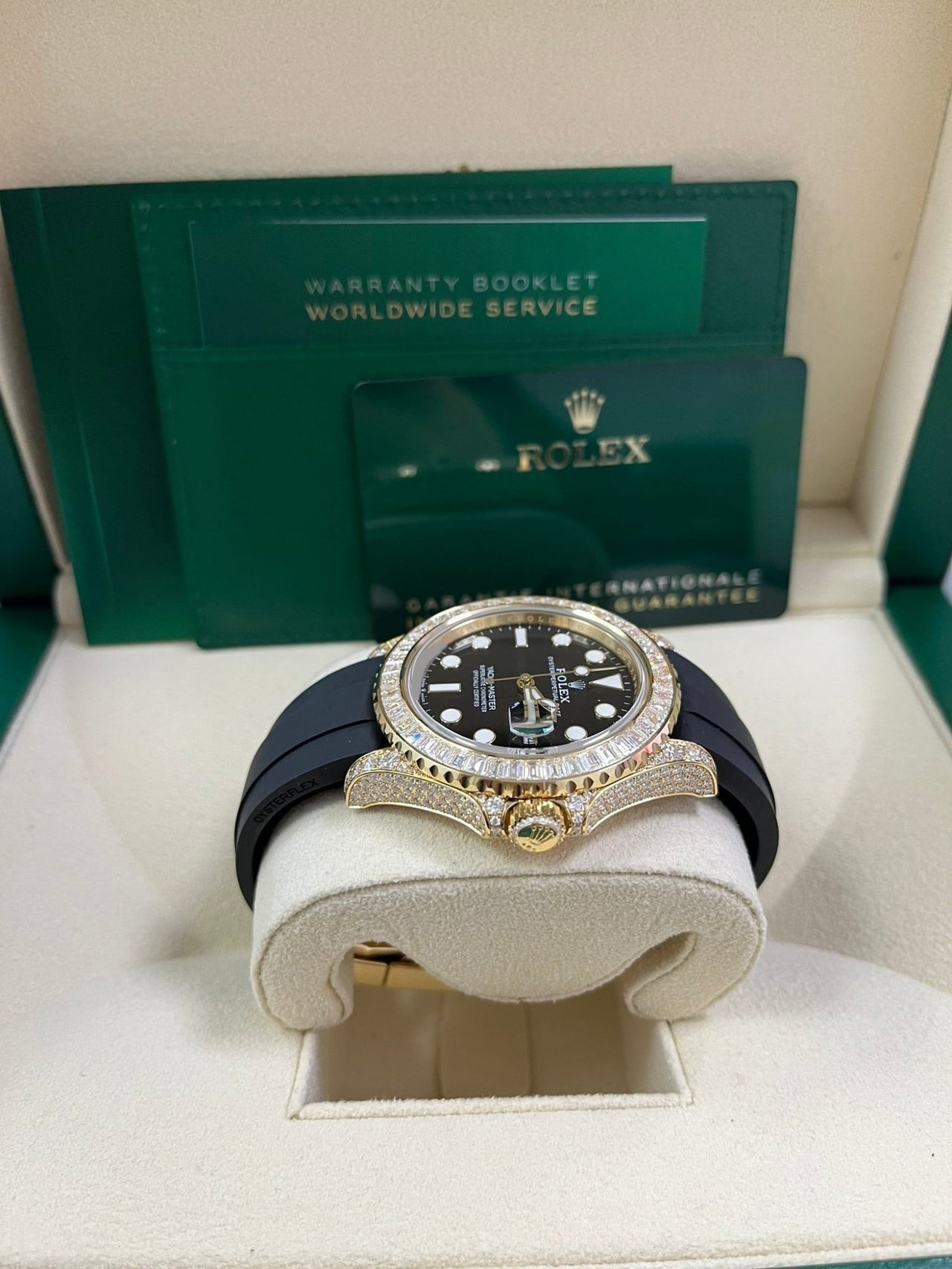 Rolex Yacht-Master 42 Yellow Gold Baguette Bezel Diamond Set Case/Buckle 226668TBR - WatchesOff5th