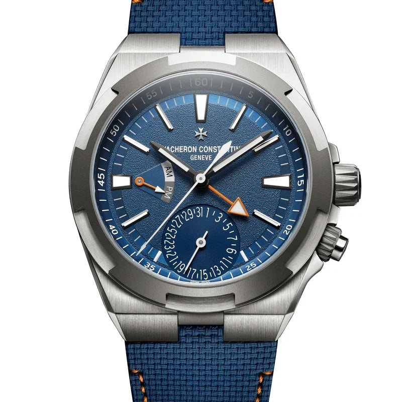 Vacheron Constantin Overseas Dual Time Cardinal Points East in 41mm titanium with blue dial, reference 7930V/210T-H074