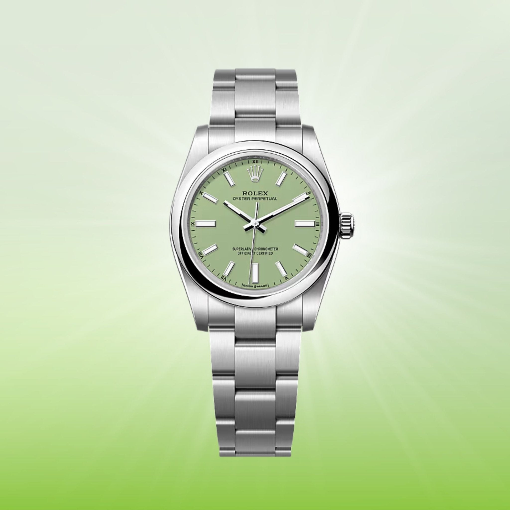 Video Overview: Rolex Oyster Perpetual 34mm Pistachio Dial 124200 - WatchesOff5th