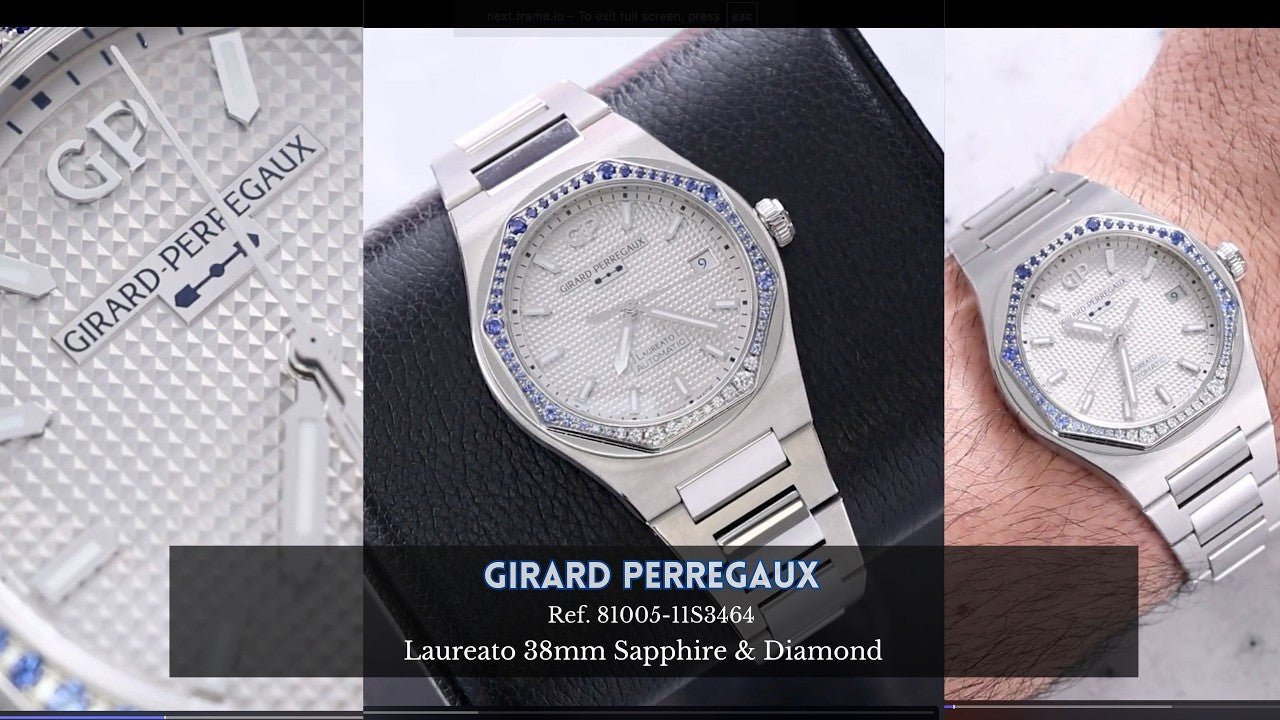 Video: Unboxing the Girard-Perregaux Laureato 38mm Sapphire & Diamond 81005-11S3464-1CM - WatchesOff5th