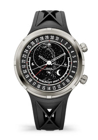 Thumbnail for Patek Philippe Grand Complications Celestial Sunrise and Sunset 47mm 18K White Gold Ref 6105G-001 - front view on the integrated black composite strap