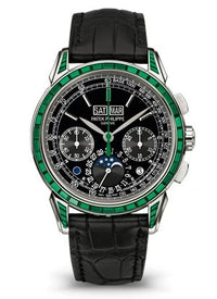 Thumbnail for Patek Philippe Grand Complications Perpetual Calendar Chronograph 41mm Platinum Black Dial Emerald Bezel - front