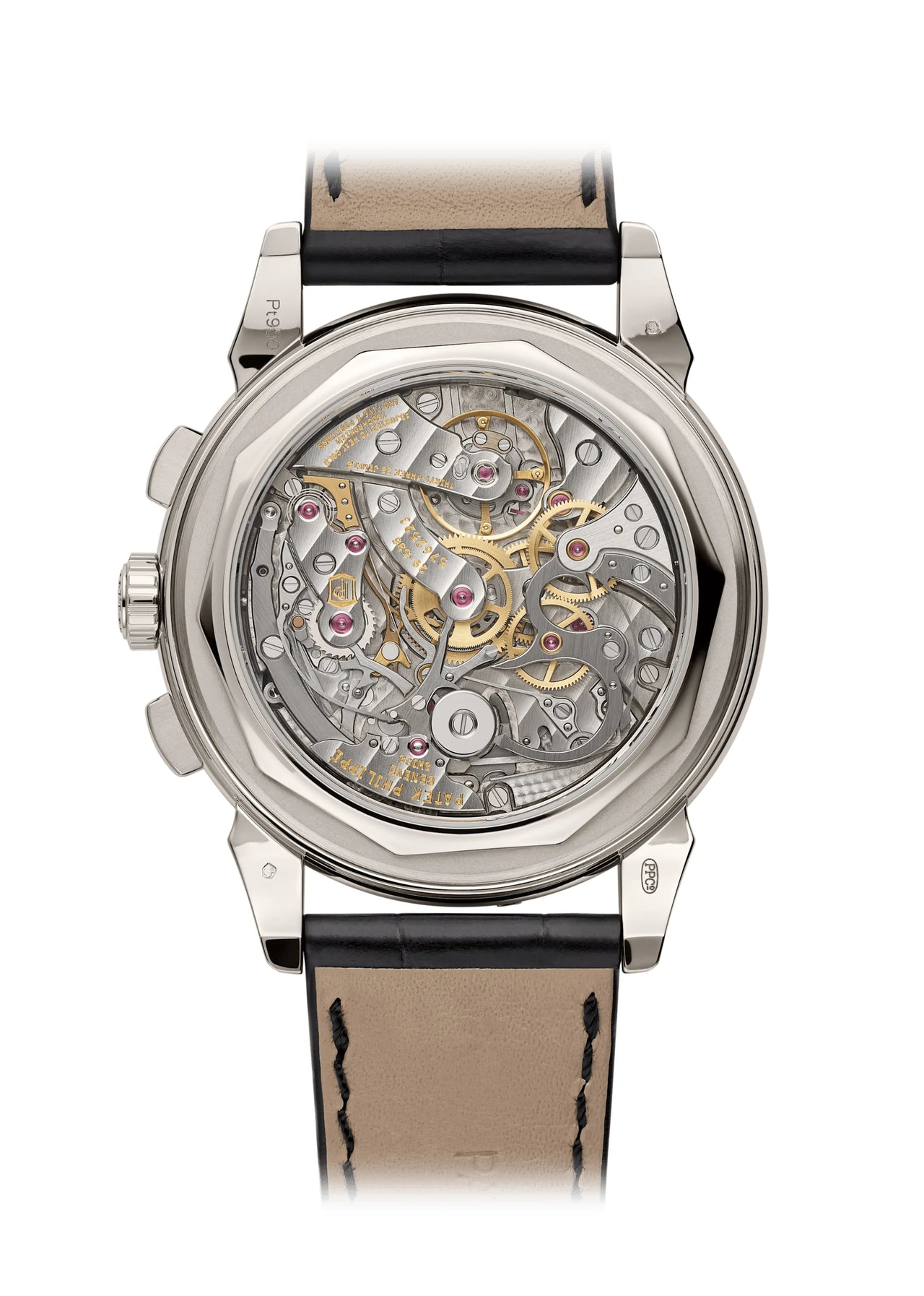 Patek Philippe Grand Complications Perpetual Calendar Chronograph 41mm Platinum Lacquered Black Dial Diamond Bezel - sapphire crystal case back