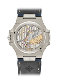 Thumbnail for Patek Philippe Nautilus 50th Anniversary 41mm 18K White Gold Sunburst Blue Embossed Dial Baguette Diamond Hour Markers - sapphire crystal case back