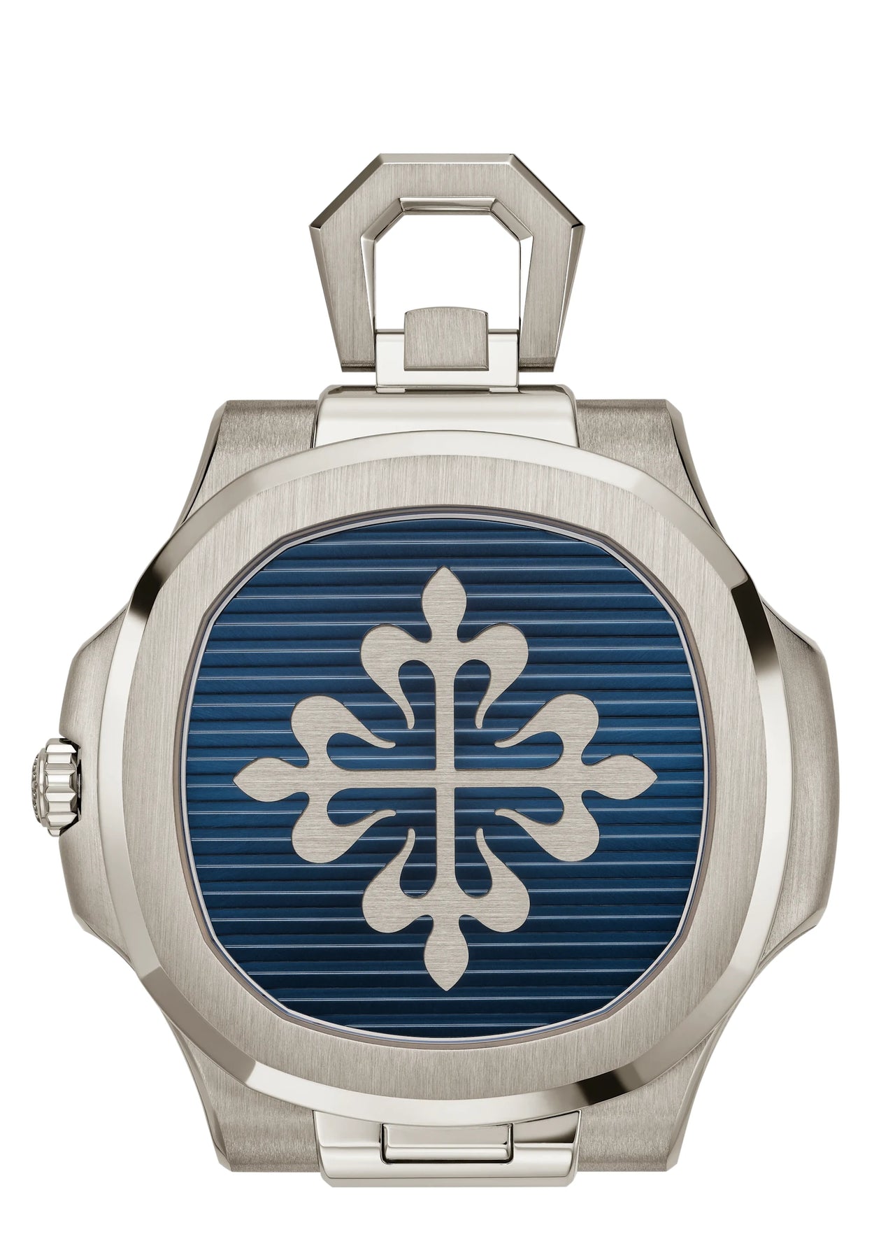 Patek Philippe Nautilus 50th Anniversary Desk Clock 18K White Gold Sunburst Blue Embossed Dial - case back