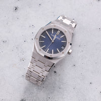 Thumbnail for Audemars Piguet Royal Oak Selfwinding 41mm 18K White Gold Smoked Blue Dial Fixed Bezel Ref 15510BC.OO.1320BC.04 - angled front view