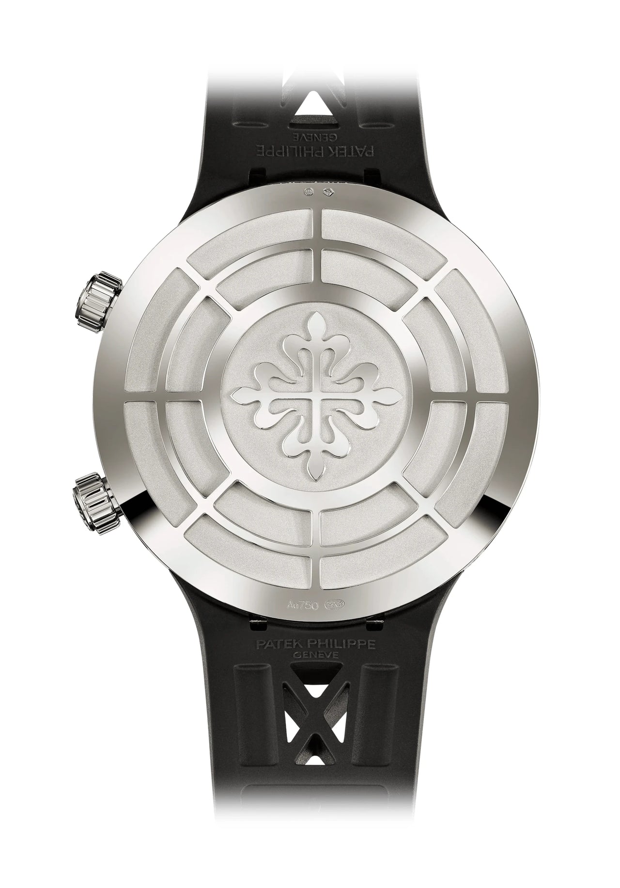 Patek Philippe Grand Complications Celestial Sunrise and Sunset 47mm 18K White Gold Ref 6105G-001 - solid white gold caseback with the Calatrava cross and space module pattern