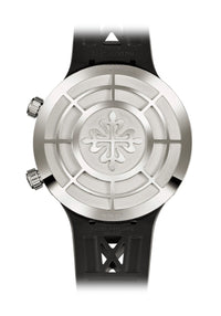 Thumbnail for Patek Philippe Grand Complications Celestial Sunrise and Sunset 47mm 18K White Gold Ref 6105G-001 - solid white gold caseback with the Calatrava cross and space module pattern