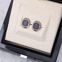 Thumbnail for Patek Philippe Nautilus Cufflinks 18K White Gold Blue Dial - in the original box, angled view